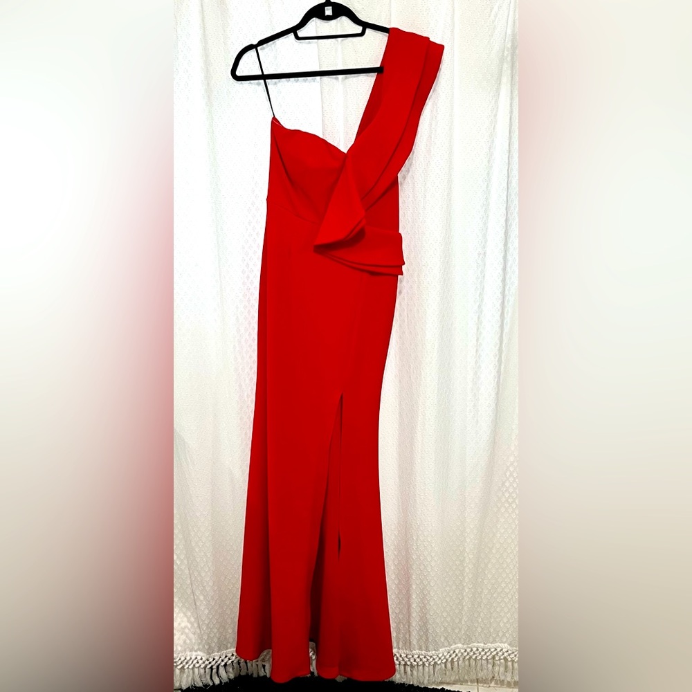 Lulus red gown one shoulder maxi